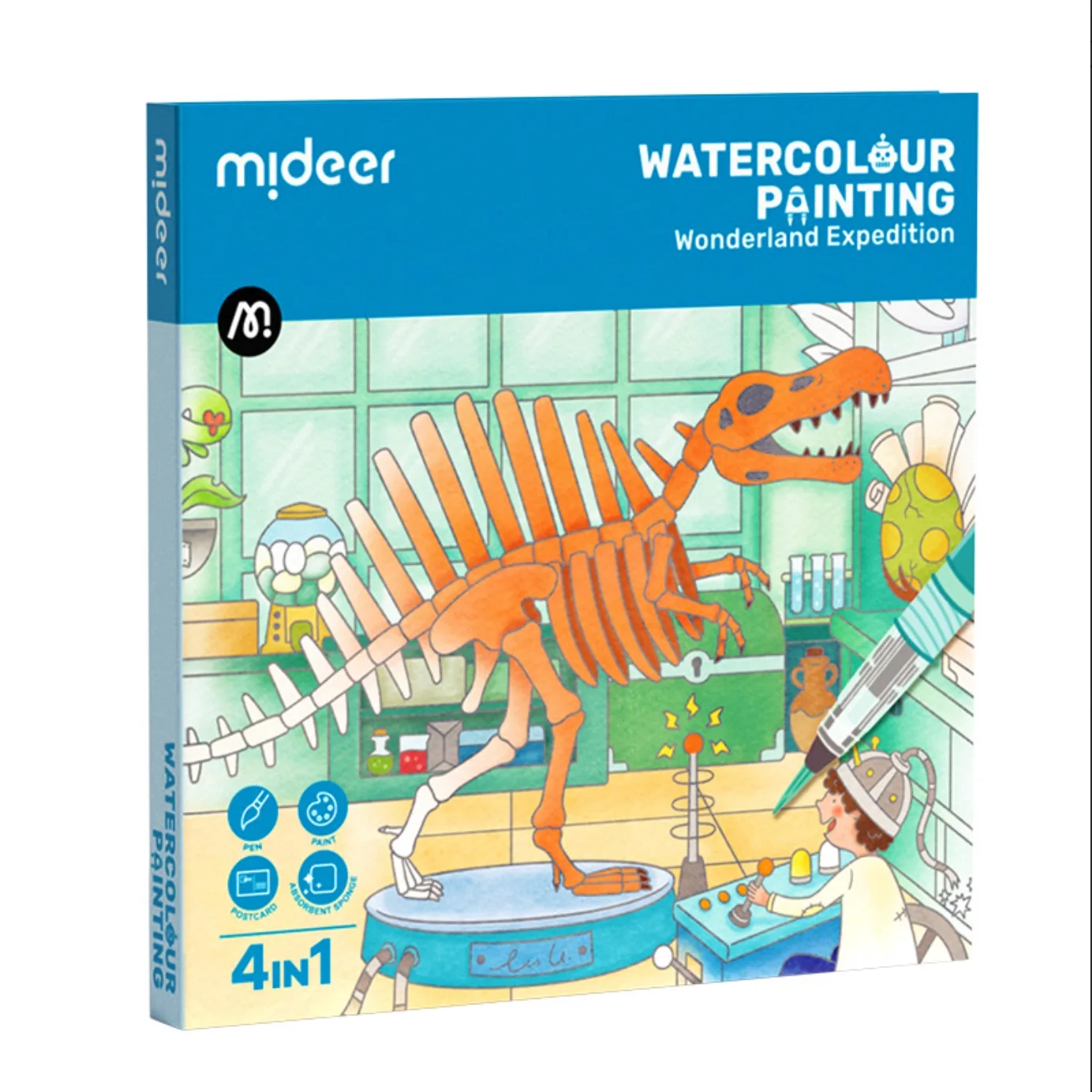 4-In-1 Watercolor Painting Kit, Wonderland Expedition, by Mideer, coloring and painting, ages 3 to 7