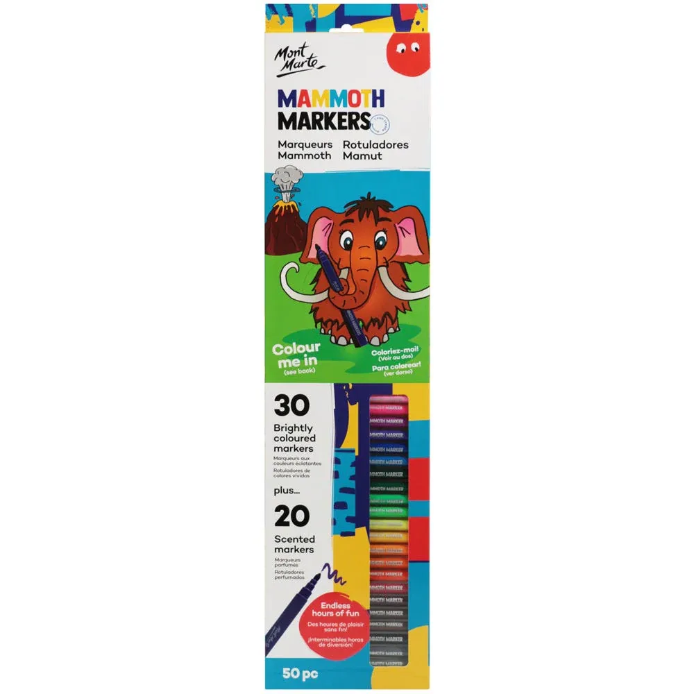 Mammoth Markers Set 50pcs, by Mont Marte, coloring and painting, ages 3+