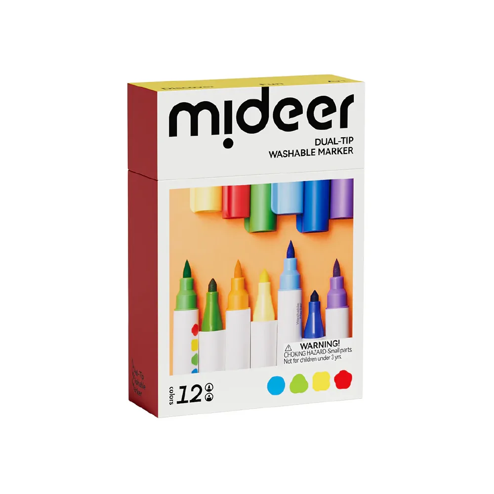Dual-Tip Washable Marker 12 Colors, by Mideer, coloring and painting, ages 3+