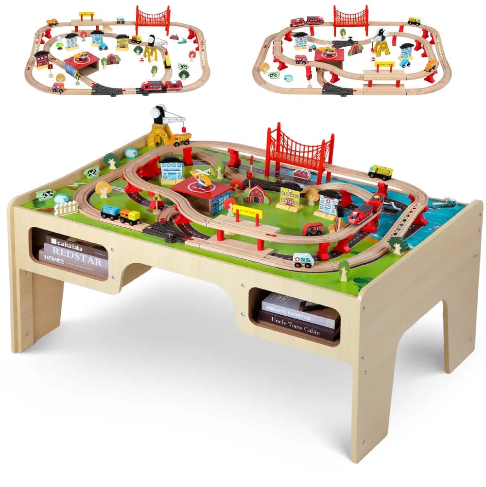 Wooden Activity Train Table Set