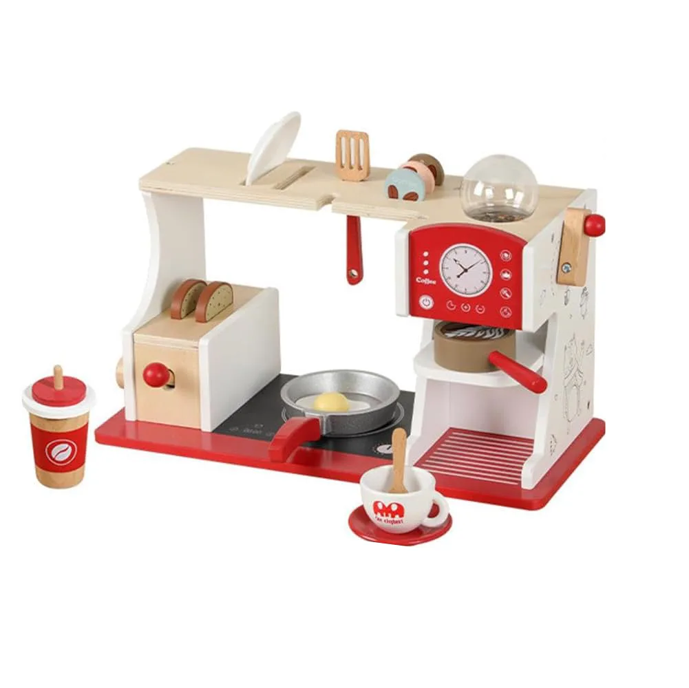 Small Desk Kitchen, Red, by One Elephant, wooden pretend toys, ages 1 to 4