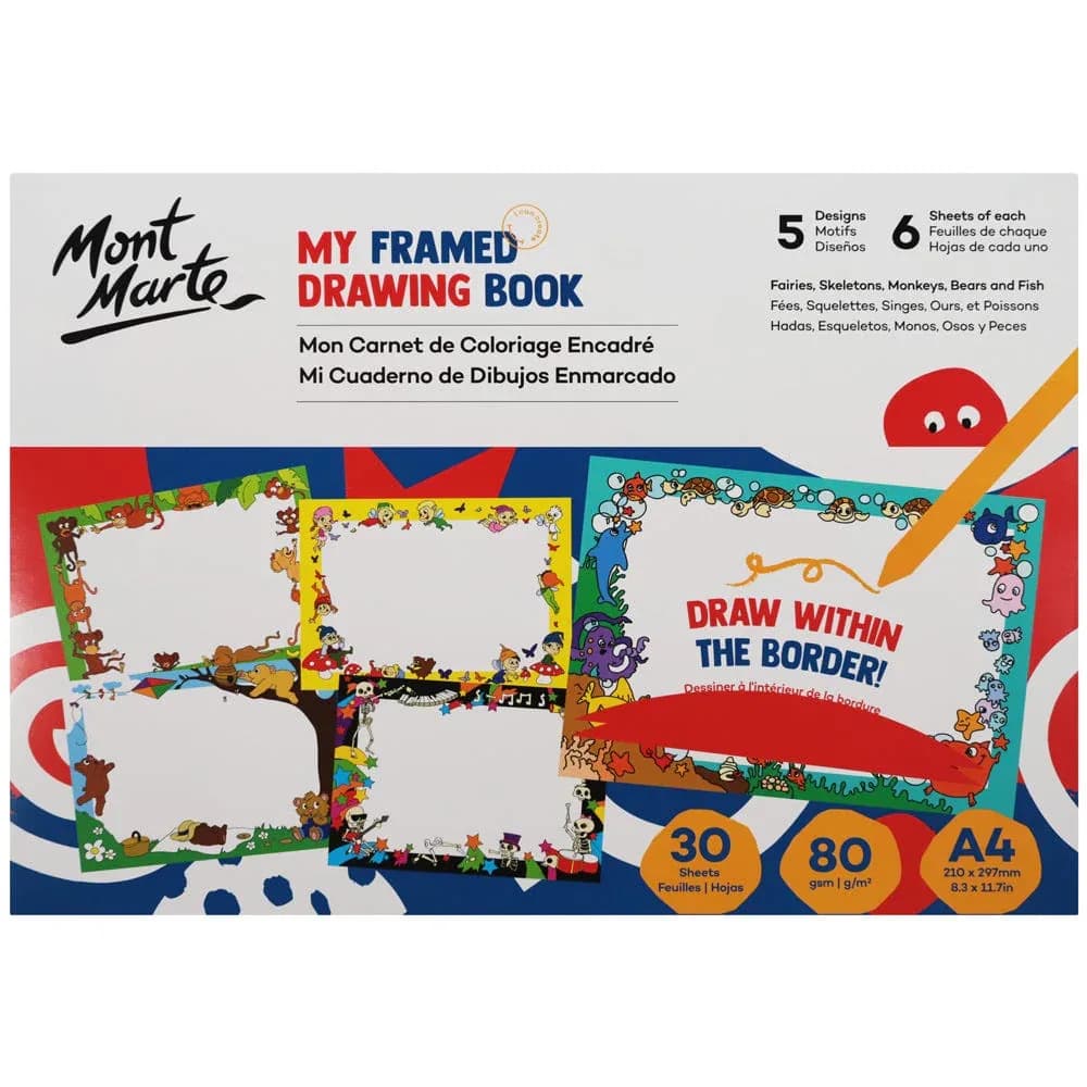 My Framed Drawing Book A4, by Mont Marte, coloring and painting, ages 3+