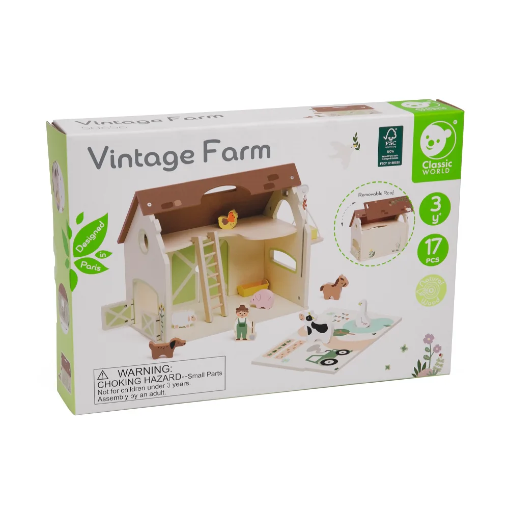 Vintage Farm, by Classic World, wooden pretend toys, ages 3+