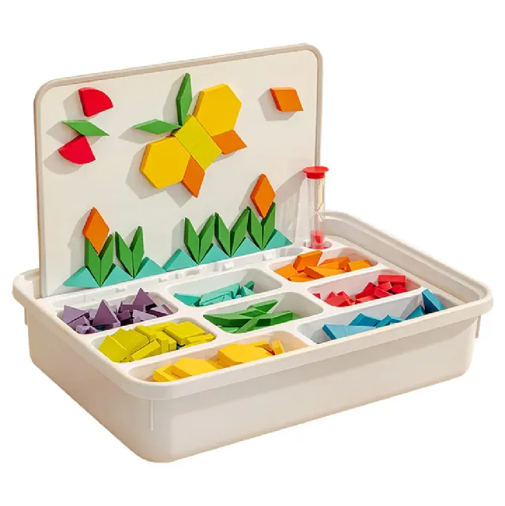 Magnetic Wooden Geometry Blocks, 250pcs, by Mideer, building blocks, ages 3+