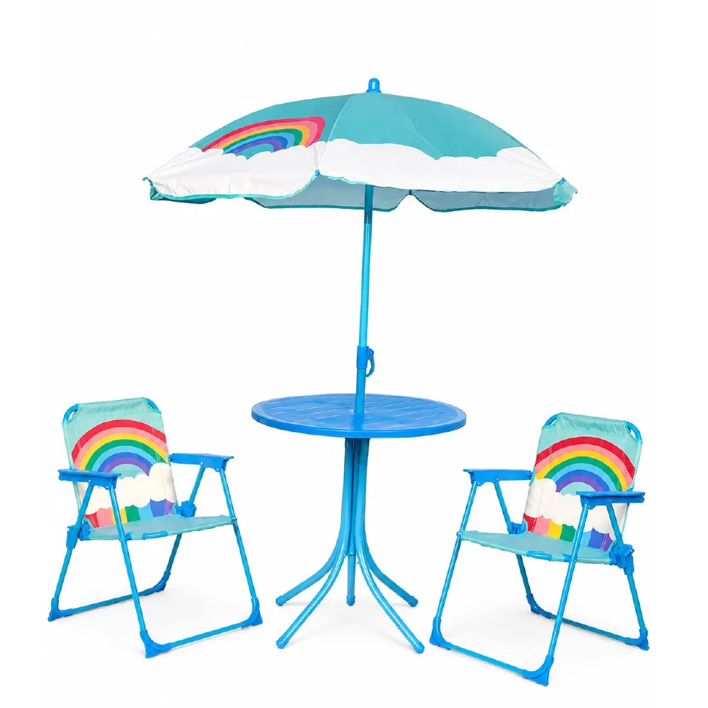 Kids Rainbow Outdoor Seating Set, table and chairs, ages 3 to 7