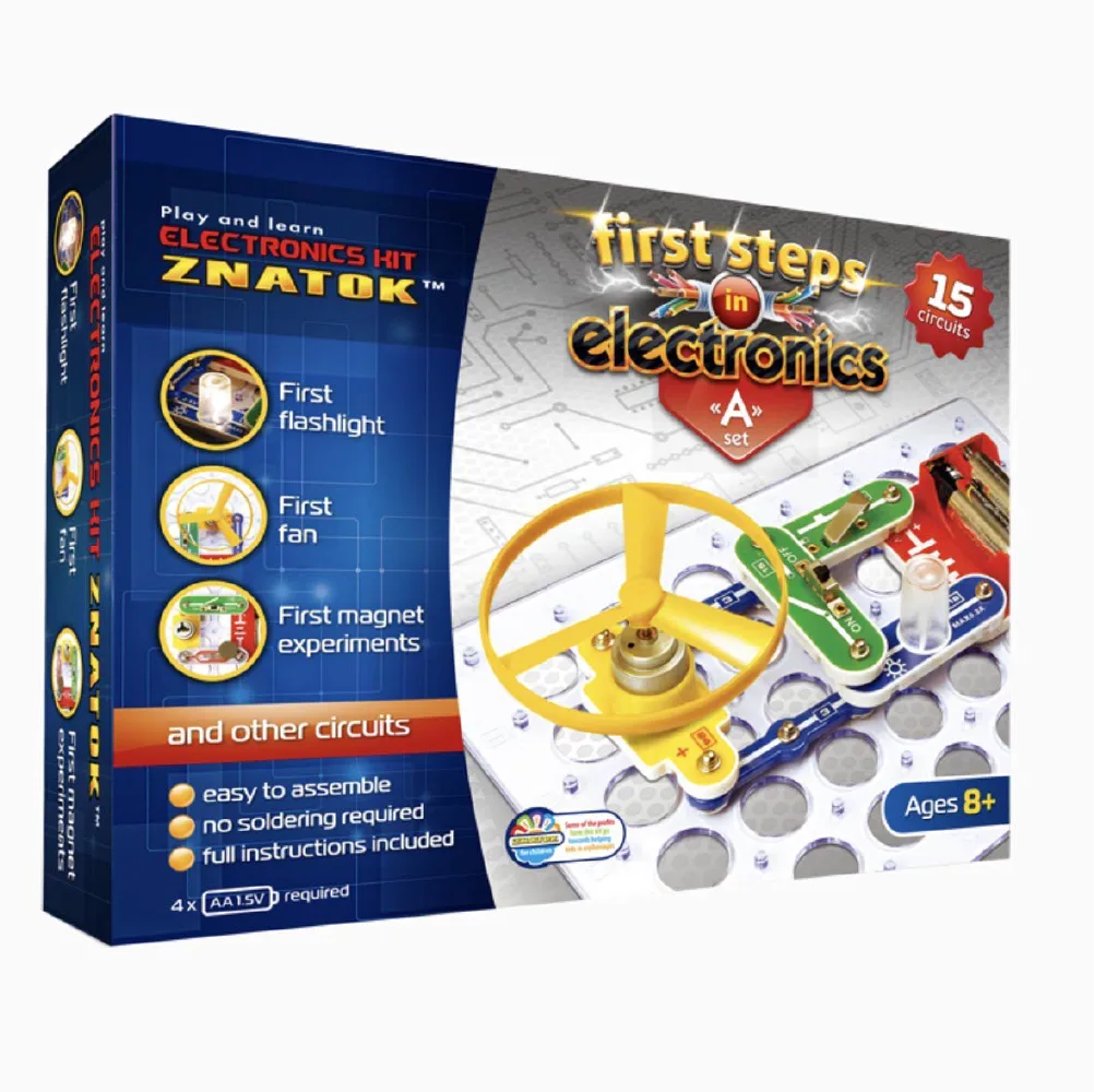 First step in electronics set A, by Znatok, electronics, ages 8+