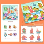 Wooden Peg Puzzle – Bath Time - Image 4