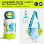 Mideer - Kids Flask with Crossbody Bag – 480 ml - Backpacker Wolf - Image 3