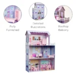 Olivia's Little World Dreamhouse Tiffany 3-Story Wooden Doll House and 13-pc. Accessory Set for 12" Dolls - Image 5