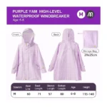 Purple waterproof raincoat - small & medium - Image 2