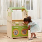 Teamson Kids Wooden Play Kitchen & Laundry Set - Washer & Dryer Green - Image 4
