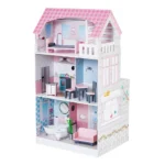 Teamson - Olivia's Little World Kids Large 2-in-1 Wooden Doll House & Play Toy Kitchen with 15 Accessories