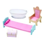Teamson Kids Dreamland Princess Wooden Play Vanity Set with Mirror, Shelf, Storage Drawer, Stool, and Accessories for 12" Dolls, White and pink - Image 4
