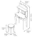 Teamson Kids Dreamland Princess Wooden Play Vanity Set with Mirror, Shelf, Storage Drawer, Stool, and Accessories for 12" Dolls, White and Blue - Image 5