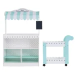 Teamson Kids My Dream Bakery Shop, Treat Stand and Dessert Cart, White/Blue