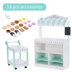 Teamson Kids My Dream Bakery Shop, Treat Stand and Dessert Cart, White/Blue - Image 4