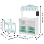 Teamson Kids My Dream Bakery Shop, Treat Stand and Dessert Cart, White/Blue - Image 3