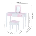 Teamson - Fantasy Fields Kate Kids Dressing Table & Stool, Vanity Set With Mirror & Storage, Pink/White - Image 3