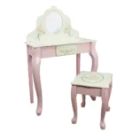 Fantasy Fields by Teamson Kids Bouquet Vanity Table and Chair Stool Play Set with Drawer and Mirror