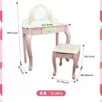Fantasy Fields by Teamson Kids Bouquet Vanity Table and Chair Stool Play Set with Drawer and Mirror - Image 5