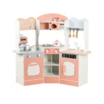 Wooden Corner Kitchen with Coffee Maker Pretend Cooking Playset