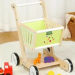 Wooden Shopping Cart Pretend Play - Green - Image 2