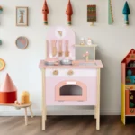 Wooden Kitchen Set, Kitchen with Cookware Accessories - Pink - B - Image 3