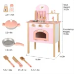 Wooden Kitchen Set, Kitchen with Cookware Accessories - Pink - B - Image 2