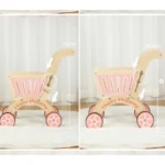 Wooden Shopping Cart Pretend Play - Pink - Image 4