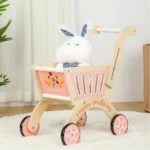 Wooden Shopping Cart Pretend Play - Pink - Image 2