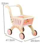 Wooden Shopping Cart Pretend Play - Pink - Image 3