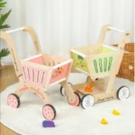 Wooden Shopping Cart Pretend Play - Pink - Image 5