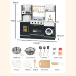 Little Angel Kids Wooden Kitchen Playset With Accessories - Navy - Image 3