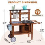 One Elephant - Wooden Outdoor Mud Kitchen Playset with Wheels - Image 2