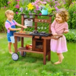 One Elephant - Wooden Outdoor Mud Kitchen Playset with Wheels - Image 7