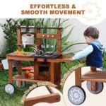 One Elephant - Wooden Outdoor Mud Kitchen Playset with Wheels - Image 3