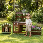 One Elephant - Wooden Outdoor Kitchen & Pet House Play Set - Image 7