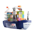 Cargo Ship Playset With Construction Crane & Mini Cars