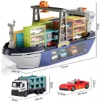 Cargo Ship Playset With Construction Crane & Mini Cars - Image 3