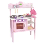 Acool Toy - Wooden Pretend Pink Kitchen set