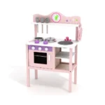 Acool Toy - Wooden Pretend Pink Kitchen set - Image 7
