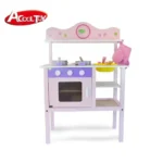 Acool Toy - Wooden Pretend Pink Kitchen set - Image 2