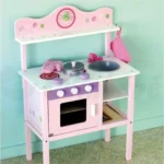 Acool Toy - Wooden Pretend Pink Kitchen set - Image 8