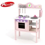 Acool Toy - Wooden Pretend Pink Kitchen set - Image 3